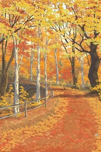 size: 18x12in Art Print: Fall Colors by Lantern Press : Artists Birch Wood Wall, Virginia Fall, Colorado Fall, Wooden Prints, New England Fall, Hang Art, Retro Travel Poster, Scene Art, Great Smoky Mountains National Park