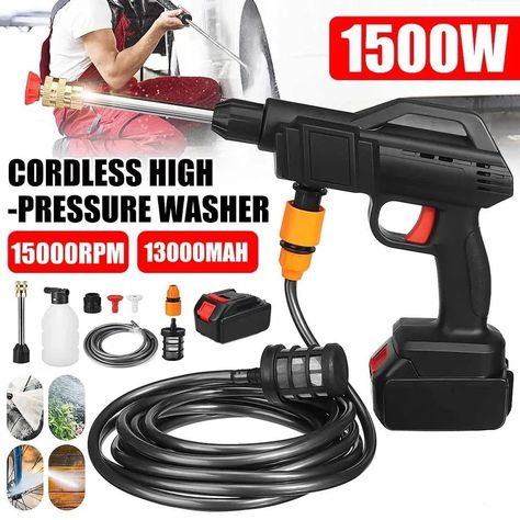 Check it out! $38.05 54%OFF | 1500W Car Washer Gun Electric Cordless Pressure Spray Water Gun Cleaner Washer Gun Water Hose Cleaning With Battery https://s.click.aliexpress.com/e/_oBo7YfK Clean Washer, Car Washer, Water Hose, Pressure Washer, High Pressure, Washer, Check It Out, Spray, Electricity