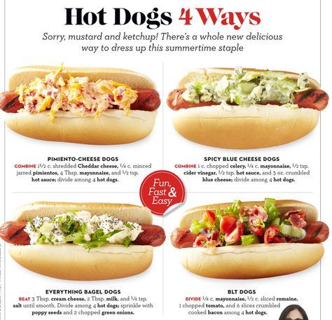 Different Hot Dog Styles, Elevated Hot Dogs, Types Of Hot Dogs, Specialty Hot Dogs, Hot Dog Styles, Gourmet Hotdogs, American Hot Dog, Unique Hot Dogs, Mini Cafeteria