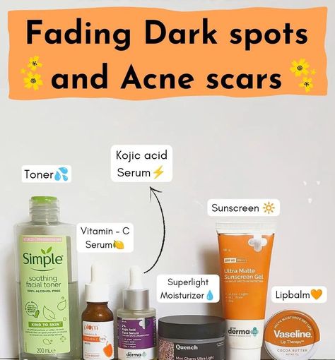 Fading dark spots and acne scars Skincare For Dark Spots And Acne, Serum To Remove Dark Spots, Serums For Dark Spots, Dark Spots Serum, Dark Spots On Face Products, How To Fade Dark Spots On Face, Skincare For Acne And Scars, Best Serum For Dark Spots, Serum For Acne Scar