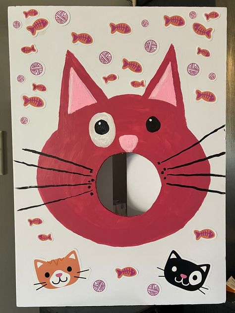 Cat Birthday Decorations, Cat Birthday Party Craft, Cat Bday, Kitty Themed Birthday Party Decoration, Pin The Tail On The Cat, Cat Birthday Theme, Cat Birthday Decorations Diy, Cat And Dog Birthday Party For Kids, Cat Birthday Party For Kids