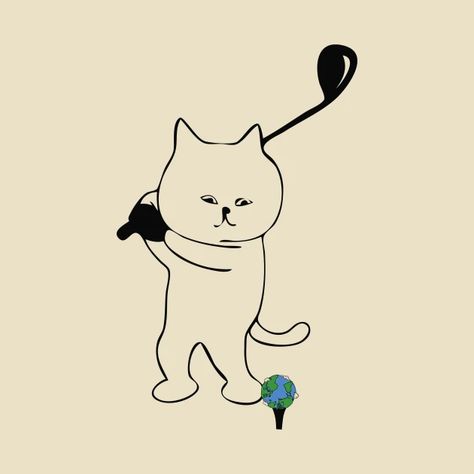 Golf Cartoon Drawing, Golf Cartoon, Golf Illustration, Golf Drawing, Golf Graphic, Kitten Playing, Golf Poster, Doodle Ideas, Cat Scratch