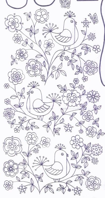 Drátěná Socha, Bordado Jacobean, Embroidery Transfers, Birds And Flowers, Bird Embroidery, Embroidery Patterns Vintage, Pola Sulam, Vintage Bird, 자수 디자인