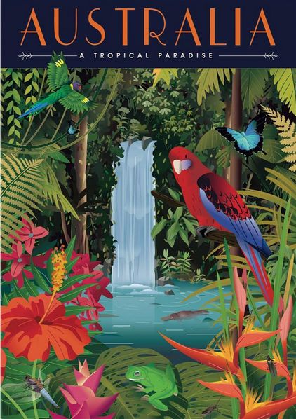 Tropical Paradise Aesthetic, Rainforest Poster, Aus Travel, Paradise Poster, Beachy Stuff, Posters Australia, Tropical Poster, Daintree Rainforest, Tiki Decor