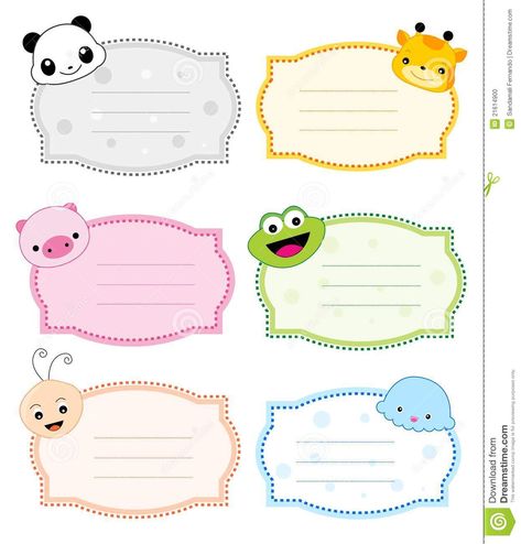 Animal label / frame Stock Photo Tag Template Free, Cute Animal Names, Classroom Name Tags, Nametags For Kids, Name Tag Templates, Name Tag Design, Penanda Buku, Books Design, Tag Templates