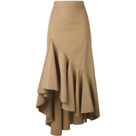 Erika Cavallini asymmetric skirt ($359) ❤ liked on Polyvore featuring skirts, tan, asymmetrical skirt, brown cotton skirt, brown skirt, cotton skirts and tan skirt Mode Edgy, Pola Rok, Áo Blu, Skirt Inspiration, Skirt Draping, Asymmetric Skirt, Gaun Fashion, Maxi Rok, Rock Outfit