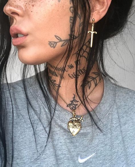 Neck And Chin Tattoos, Dainty Throat Tattoos For Women, Elegant Face Tattoo, Tiny Face Tattoos For Women, Chin Tattoo Woman, Under Chin Tattoo Woman, Throat Tattoos Women Simple, Under Chin Tattoos Women, Side Face Tattoos For Women