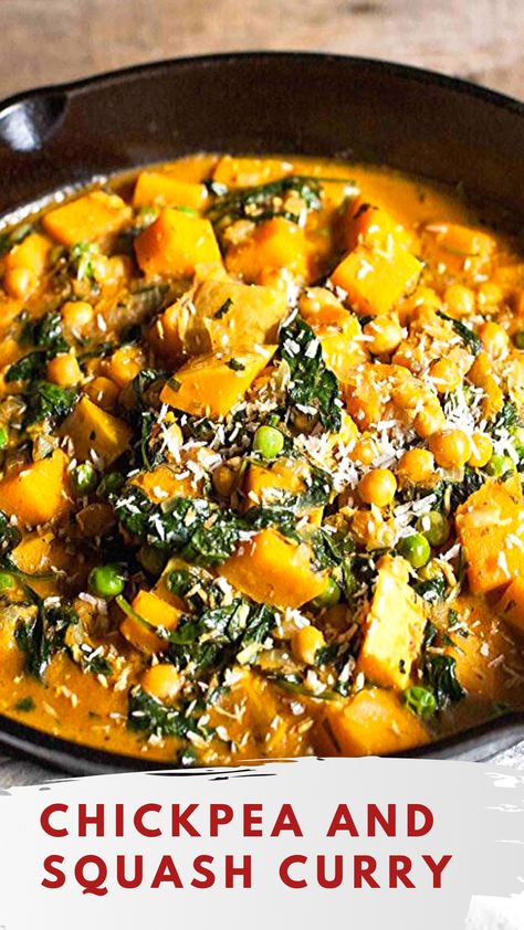 Vikalinka Recipes, Squash Curry, Vegetable Curry Recipes, Butternut Squash Curry, Easy Butternut Squash, Chicken And Butternut Squash, Vegetarian Curry, Butternut Squash Recipes, Chickpea Curry