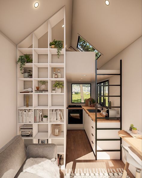 Floor To Ceiling Bookshelf, Ceiling Bookshelf, Floor To Ceiling Bookshelves, Home Bookshelves, Tiny House Village, Tiny House Inspiration, Please Stay, Floor To Ceiling, Small Homes