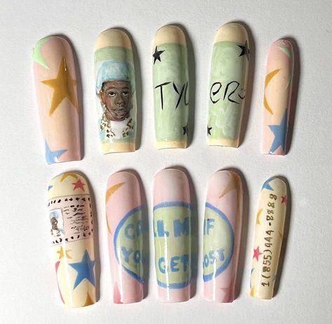 Tyler The Creator Nails, Instagram Call, Mission Complete, London Nails, Nails Now, Crazy Nails, Acrylic Nails Coffin Pink, Almond Acrylic Nails, Unique Acrylic Nails