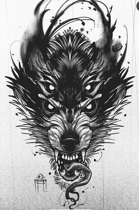 Demon Wolf Tattoo, Hellhound Tattoo, Werewolf Tattoo, Fenrir Tattoo, Demon Wolf, Sketch Style Tattoos, Demon Tattoo, Wolf Tattoo Design, Creepy Tattoos