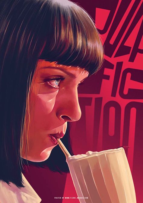 Flore Maquin | Paintable.cc Digital Painting Inspiration - Learn the Art of Digital Painting! #digitalpainting #digitalart Uma Thurman Pulp Fiction, Septième Art, Classic Movie Posters, Uma Thurman, Poster Minimalist, Alternative Movie Posters, John Travolta, Movie Poster Art, Film Art