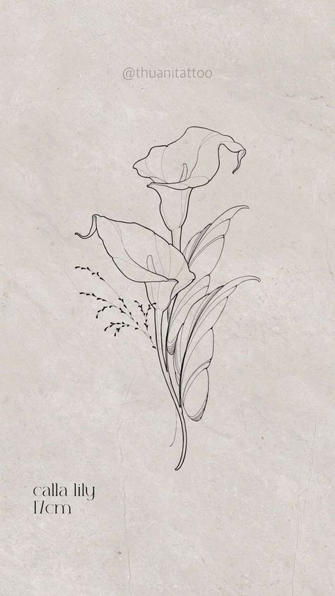 Calililly Flower Drawing, Calla Lily Tattoo Design, Calla Lily Bouquet Tattoo, Calla Lily Drawing, Calla Lily Tattoo, Lilly Tattoo Design, Geometric Line Tattoo, Abstract Tattoo Ideas, Lillies Tattoo