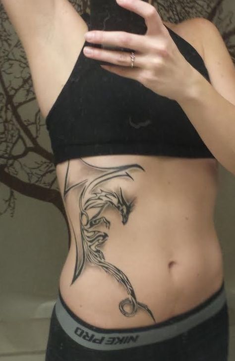 dragon rib tattoo tribal - done by Zack Hook at Next Generation Tattoo and Body Piercing in Springfield, MO Dragon Ribcage Tattoo, Dragon Tattoo Ribcage, Dragon Rib Tattoo Woman, Dragon Rib Tattoo, Generation Tattoo, Cage Tattoo, Underarm Tattoo, Ribcage Tattoo, Tattoo Girls