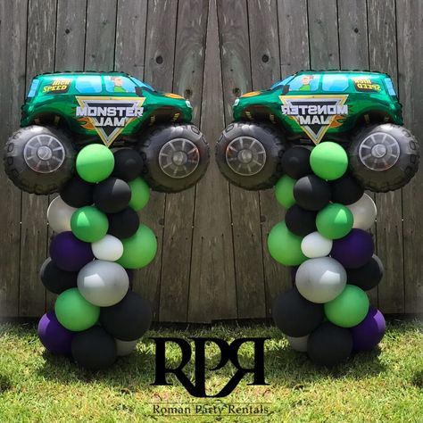 Monster Truck Balloon Decor, Monster Truck Party Balloons, Monster Jam Balloon Decor, Monster Jam Balloon Arch, Monster Jam Balloon Garland, Monster Truck Balloons, Monster Truck Balloon Arch, Monster Jam Party Ideas, Monster Truck Balloon Garland