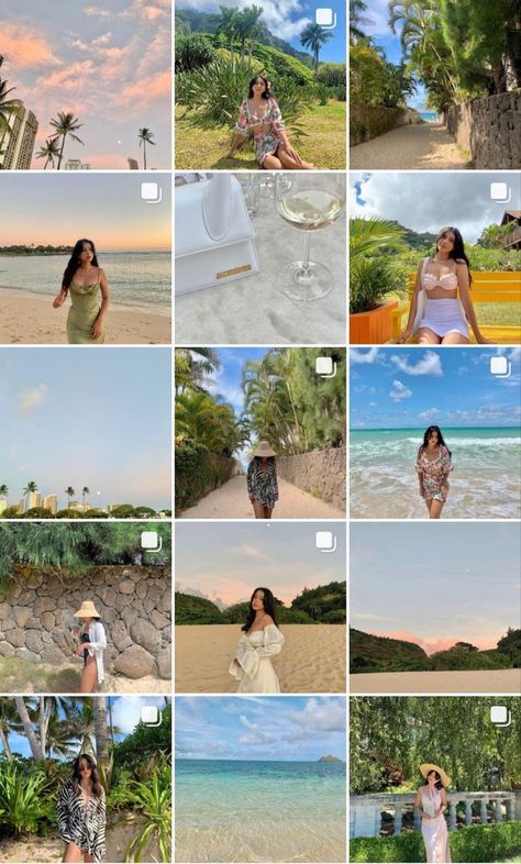 Influencer Ig Feed, Ig Post Inspiration, Beach Feed Instagram, Beach Ig Feed, Instagram Photo Layout, Instagram Photo Inspiration Summer, Cute Instagram Feed, Ideas De Feed Para Instagram, Ig Feed Ideas Layout