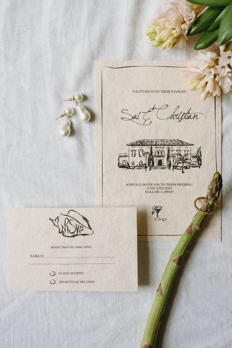 Vintage Garden Wedding Theme, French Style Wedding, Italian Wedding Invitations, Wedding Stationary Design, Custom Wedding Illustration, Hand Drawn Wedding Invitations, Handwritten Wedding, Illustrated Wedding Invitations, Tan Wedding