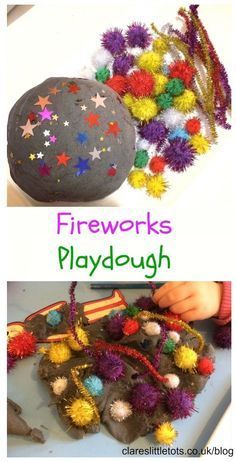 Fireworks playdough perfect invitation to play for toddlers and preschoolers for Bonfire Night, New Years Eve, 4th July or Diwali. Eyfs Fireworks, Bonfire Night Activities, Bonfire Night Crafts, Easy Homemade Playdough Recipe, Fireworks Craft For Kids, Diwali Fireworks, Diwali Activities, Fireworks Craft, Homemade Playdough Recipe