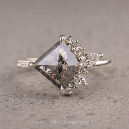 Unique Engagement Rings | Point No Point Studio Kite Diamond, Salt And Pepper Diamond Ring, Pepper Diamond Ring, Wedding Cuff, Handmade Engagement Rings, Unique Diamond Rings, Art Deco Engagement, Unique Engagement Ring, Deco Engagement Ring