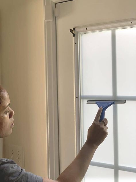 How To Apply Frosted Window Film In Under 30 Minutes Easy Home Improvements, Weekend Diy Projects, Easy Diy Home Projects, Diy Projects For The Home, Frosted Window, Mirrors Film, Frosted Window Film, Easy Home Improvement, Window Sheers