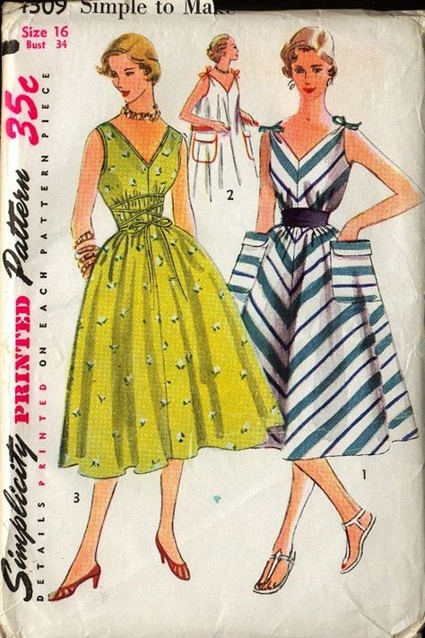 Mother And Daughter Fashion, Dress Mother And Daughter, 1950s Dress Patterns, Vintage Dress Sewing Patterns, Daughter Fashion, Sundress Pattern, Simplicity Patterns Dresses, 1950s Sewing Patterns, Mother Daughter Fashion