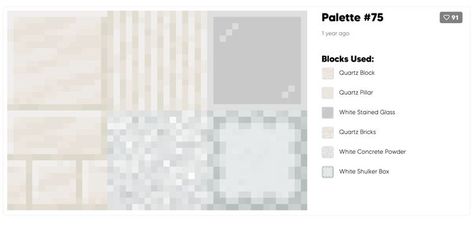 White Palette, Minecraft Tutorial, White Concrete, Minecraft Creations, White Stain, Minecraft Designs, Minecraft Houses, Stained Glass, Minecraft