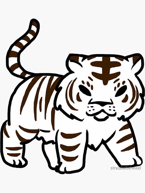 "White tiger" Sticker by strawbebehmod | Redbubble Snow Tiger Drawing, White Tiger Drawing Easy, White Tiger Drawing Sketches, Tiger Simple Drawing, White Tiger Anime, Simple Tiger Drawing, Tiger Drawing Sketches, White Tiger Drawing, Ace Stickers