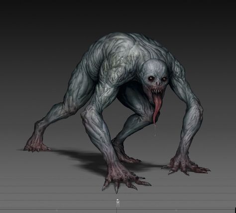 Eyeless Monster Concept Art, Shadow Creature Concept Art, Skeletal Monster, Monster Concept Art Character Design, Glowing Veins, Monster Character Art, Scifi Monster, Dark Fantasy Creatures, Zombie Mutant