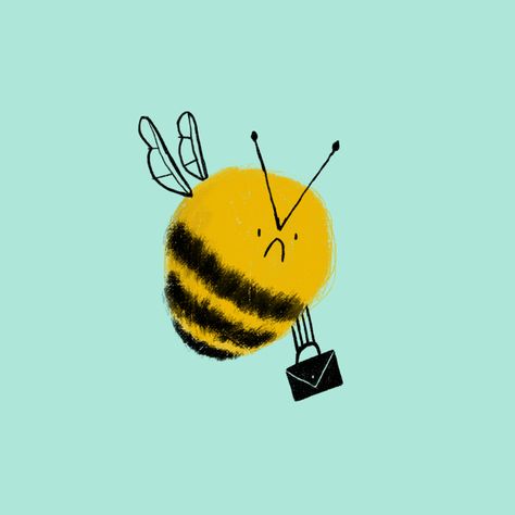 Cute Bumble Bee Art, Cute Bee Drawing, Bee Animation, Drawing Of A Bee, Animated Bee, Bee Character, Bee Illustrations, Anime Mouth, Bee Flying