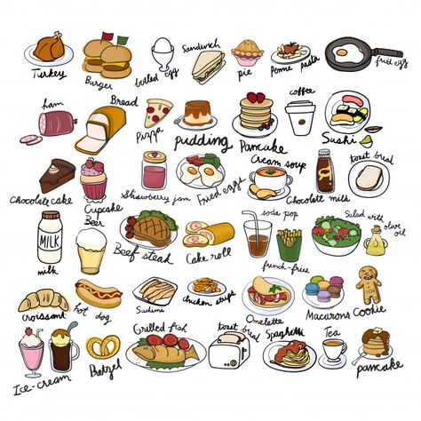 Illustration drawing style of food collection Free Vector Food Doodle, Doodle Icons, Food Doodles, Banner Web, Healthy Restaurant, Restaurant Menu Template, Social Templates, Food Collection, Free Vector Illustration