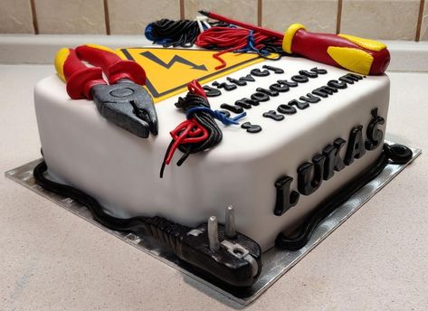 Electrician tools - cake by Majka Maruška - CakesDecor Dad Birthday Cakes, 21st Cake, Electrician Tools, Lean And Green Meals, Tool Cake, Grooms Cake, Cakes For Boys, Graduation Party Decor, Appetizers For Party