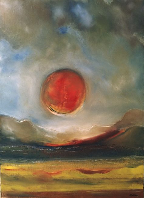 "Red Moon" oil painting on canvas 100cm high 75cm wide my latest creation :)! Red Moon Painting, Moon Oil Painting, Moon Oil, Witch Painting, Moon Drawing, Moon Painting, Red Moon, Blood Moon, Oil Painting On Canvas