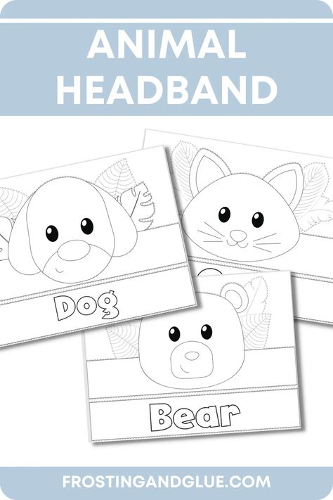 Animal Crowns Printable Free, Farm Animals Headband Craft, Farm Animal Headbands Printable Free, Headband Template Free Printable, Animal Headbands Craft For Kids, Dog Headband Craft, Animal Headband Craft, Printable Headband, Storytime Activities