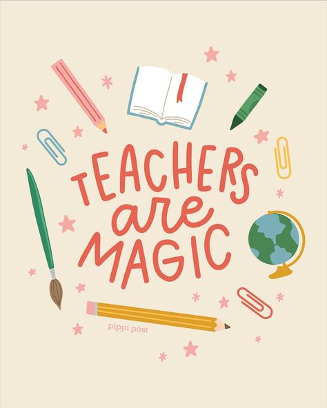 Send this to a teacher you adore ❤️ Thinking of all you teachers during this time of year! Testing, end of year assemblies and activities, and you’re still making things magical ✨ P.S. Here’s your friendly reminder that teacher appreciation week is almost here! 🫶 We just restocked the shop with new glass cans, cards, tumblers and gift cards if you need a last minute gift! #pippipostquotes #teachersaremagic #teacherappreciationweek #teachersofinstagram #teachingquotes #teacherquotes #happy... Teacher Vision Board, Teachers Illustration, Back To School Wallpaper, Teacher Wallpaper, Teacher Appreciation Quotes, Teacher Motivation, Teacher Aesthetic, My Future Job, Teacher Gift Card