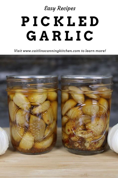 Spicy Pickled Garlic, Pickled Vegetables Recipe, Canning Recipe, Pickled Garlic, Relish Recipes, Water Bath Canning, Pickled Veggies, Pickled Vegetables, Garlic Recipes