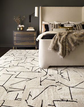 Terrain - Bone Cozy Carpet Living Room, Black And Beige Rug, Beige Carpet Living Room Ideas, Rug On Top Of Carpet, Cream And Black Rug, Rug On Carpet, Healing Place, Terrace Ideas, Woodland House