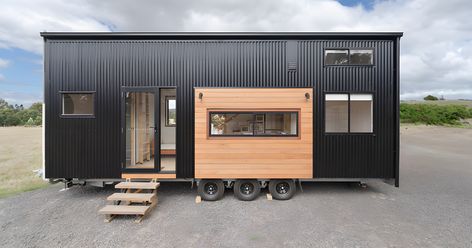 Three-bedroom tiny house sleeps a family of five under one small roof Bamboo Texture, Family Of Five, Home Good, Yanko Design, Tiny Home, Large Bedroom, Wood Burning Stove, Small Space Living, Home Entertainment