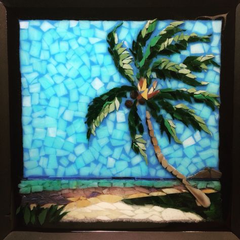 Palm Tree Mosaic, Palm Tree Diy, Stained Glass Ideas, Tree Tattoo Art, Outside Wall Art, Tree Mosaic, Pine Tree Tattoo, Mosaic Garden Art, Palm Trees Painting