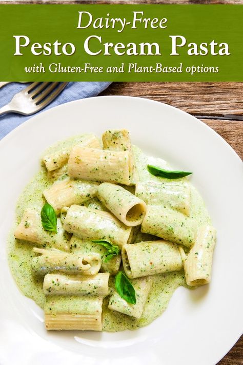 Dairy Free Pesto Sauce, Dairy Free Pesto Chicken Pasta, Pesto Chicken Pasta Non Dairy, Dairy Free Cream Sauce For Pasta, Pesto Pasta No Cream, Chicken Pesto Pasta No Cream, Dairy Free Pesto Recipe, Vegan Creamy Pesto Pasta, No Dairy Pasta Sauce