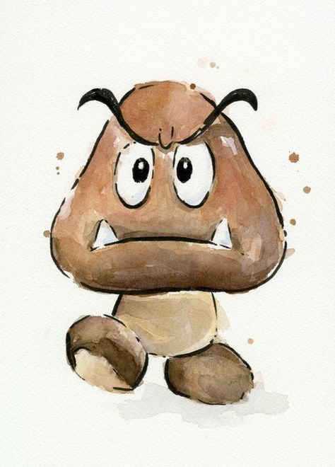 Mario Watercolor, Painting Video, Super Mario Art, Nintendo Art, Mario Art, Watercolor Paintings Easy, Pencil Art Drawings, Mini Drawings, Cute Easy Drawings