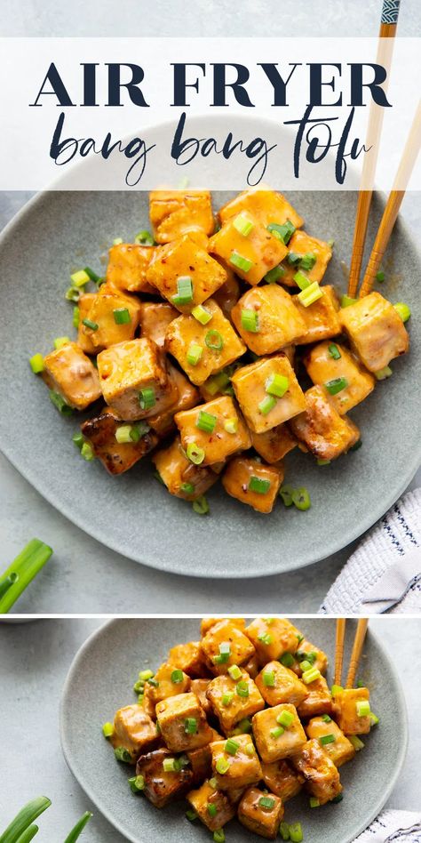 Bang Bang Tofu, Air Fryer Tofu, Bang Bang Sauce, Chinese Street Food, Best Healthy Dinner Recipes, Bite Size Food, Sweet And Spicy Sauce, Easy Party Food, Crispy Tofu