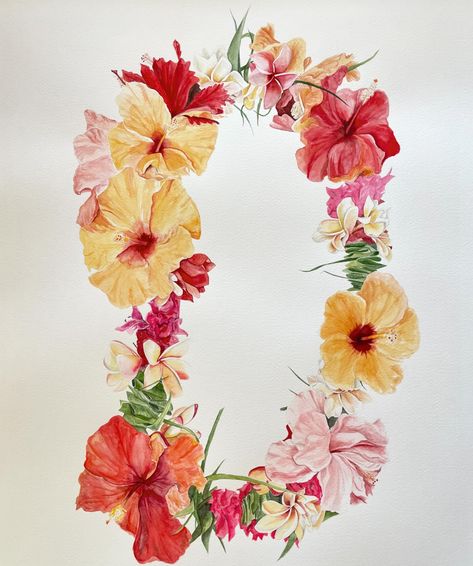 And she’s done! So proud of this one - all the color and movement! Can’t thank @kahihaefloral enough for sharing her beautiful talent and allowing me to paint this lei she created. 🌺 #finishedpainting #watercolorlei #hibiscuslei #plumerialei #colorfullei #watercolorartist #kauaiartist #kauaiart #detailedwatercolorpainting Lei Painting, Haku Lei, Art Life, February 13, Coastal Art, Watercolor Artist, So Proud, Be Proud, Life Art