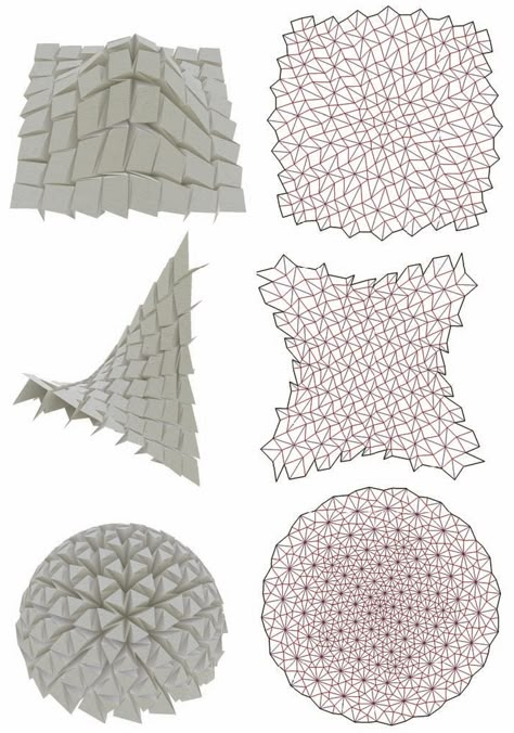 Tessellation Patterns, Origami Shapes, Origami Architecture, Origami Techniques, Geometric Origami, Origami Models, Origami Patterns, Paper Engineering, Interior Design Presentation