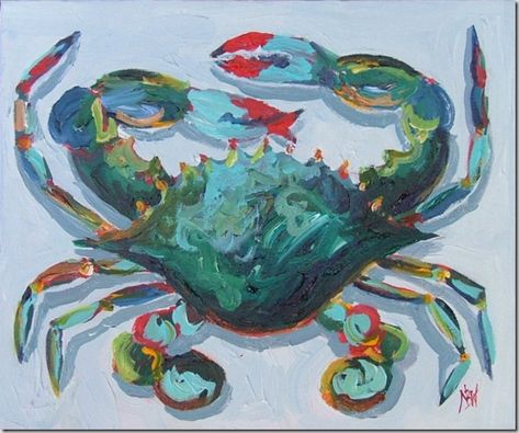 Crab Painting, Animal Abstract, Crab Art, Louisiana Art, Sea Life Art, Florida Art, Blue Crab, Sea Painting, Beginner Painting