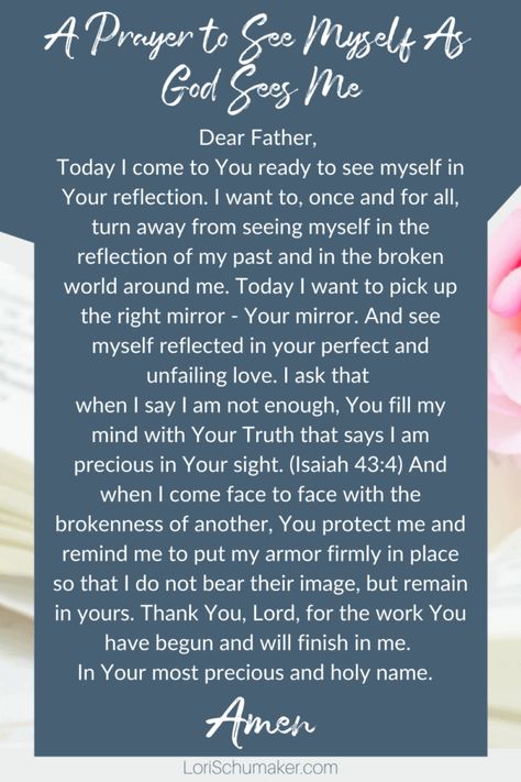 A Prayer to See Myself as God Sees Me. What does God say about me? Many struggle to grasp their unique identity, purpose, and worth. All the answers we need are found in the Bible. Let’s take a look! Join me for the series: What Does My Bible Say? Personal Answers for Big Bible Questions How God Sees Me, How God Sees You, God Sees Me, Prayer For Women, How Does God See Me, Prayer For Myself As A Woman, The God Who Sees Me, Truths God Says About Me, What God Says About Me