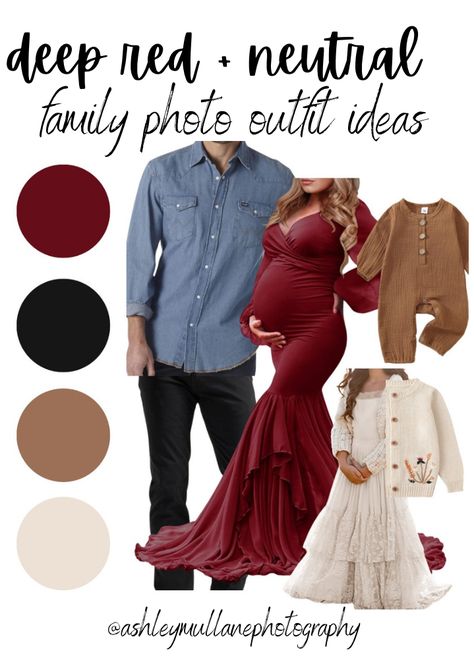 Ashley Mullane's Amazon Page Burgundy Photoshoot Family, Neutral Family Photos, Red Photoshoot, Photoshoot Family, Family Photoshoot Outfits, Styling Guide, Family Photo Outfits, Photo Outfit, Photoshoot Outfits