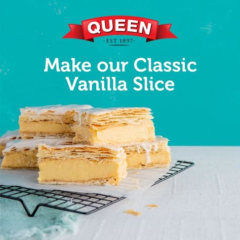 A classic Vanilla Slice recipe with silky smooth custard and crisp puff pastry, this is a true Aussie favourite! Australian Vanilla Slice Recipe, Custard Slice Recipe, Vanilla Bean Custard, Vanilla Slice Recipe, Sweet Slices, Vanilla Slice, Serbian Food, Passion Fruit Syrup, Cream Crackers