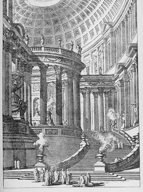 Piranesi Drawing, Monumental Staircase, Giovanni Battista Piranesi, Ancient Temple, Architecture Drawing Art, Architectural Prints, Classic Architecture, Temple Design, Alternate History