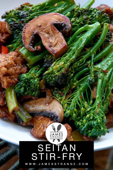 Seitan and Veggie Stir-Fry #stirfry #seitan #vegan Korean Asparagus, Sirtfood Recipes, Veggie Stir Fry Recipes, Homemade Seitan, Vegan Seitan, Vegetable Stir Fry Recipe, Asian Vegetarian Recipes, Seitan Recipes, Healthy Stir Fry