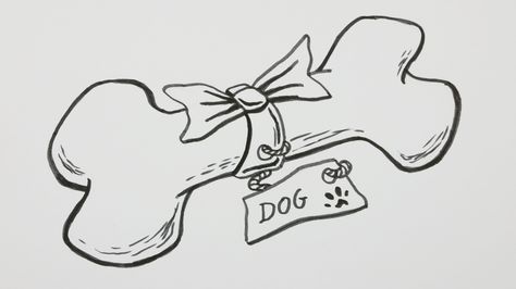 Drawing Ideas Easy Dog, Bone Doodle, How To Paint Eyes, Bingo Dog, Comic Doodle, Dog Doodles, Paint Eyes, Bone Drawing, Draw A Dog